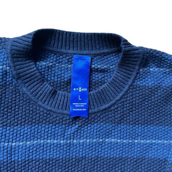 Kit and Ace Merino Wool Blend Sweaters Men’s Navy Waffle Knit Size L - Picture 6 of 10